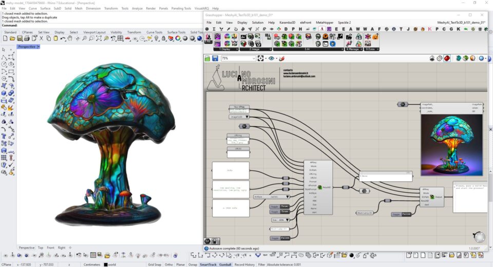 <strong><span style='color:#a9a9a9;font-size:14px;'>Grasshopper Developing </span></strong></br>MeshyAI toolbox for creating 3D assets now through Grasshopper